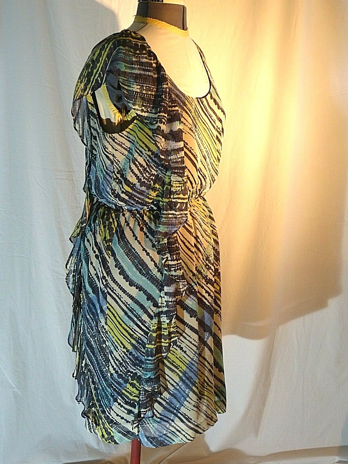 BNWT Kenneth Cole 100% silk dress side ruffle floaty Occasion Wedding size 14