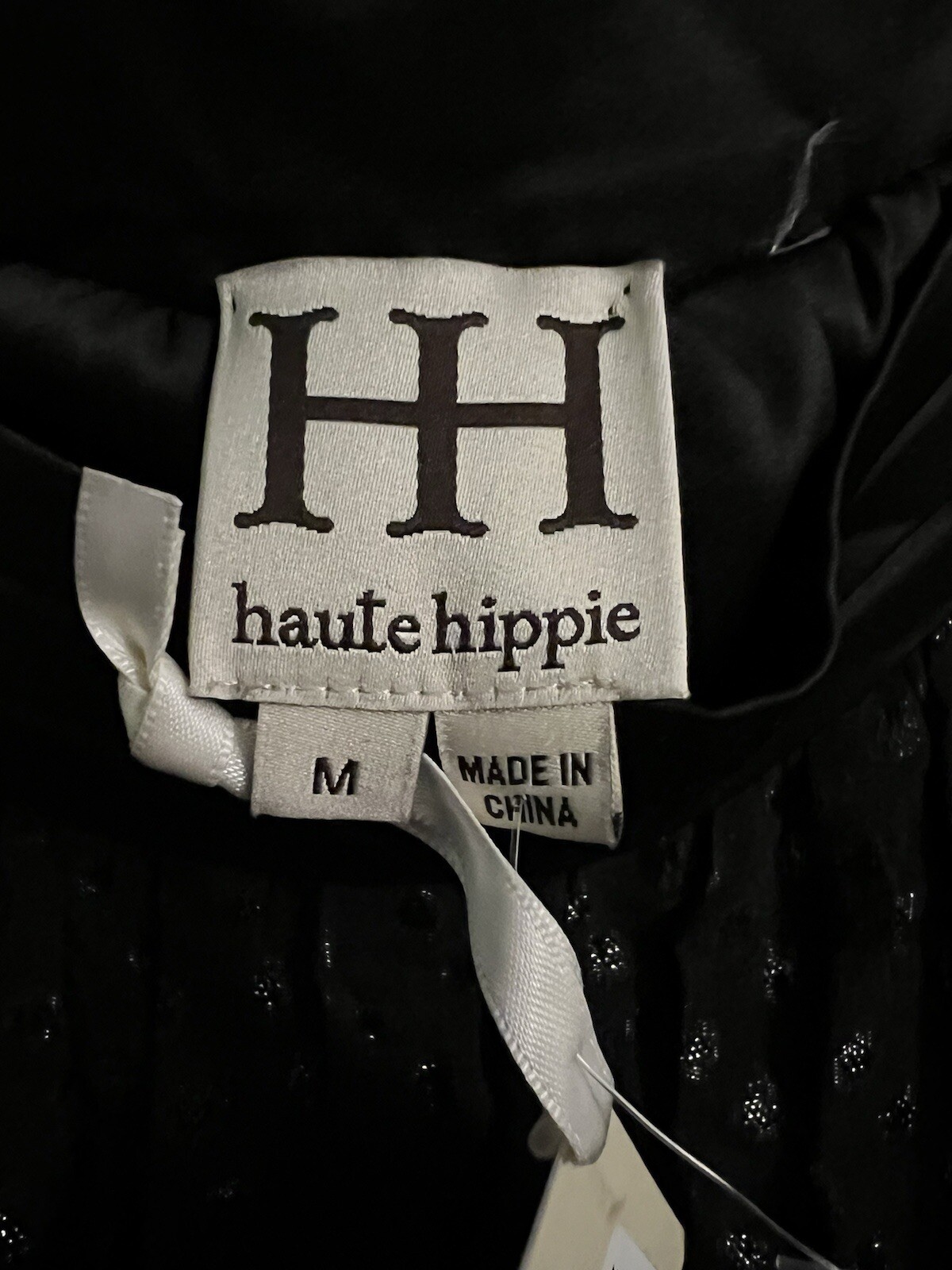 NEW HAUTE HIPPIE BLACK THICK STRAP FLOWY DRESS MEDIUM