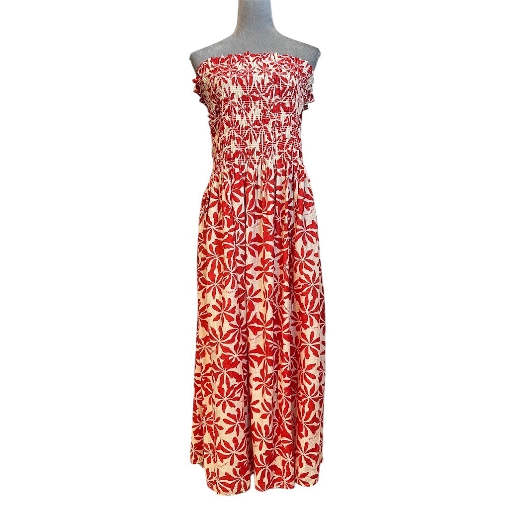 H&M Floral Maxi Smocked Dress 2XL Tropical Summer Resort Vacation Beach