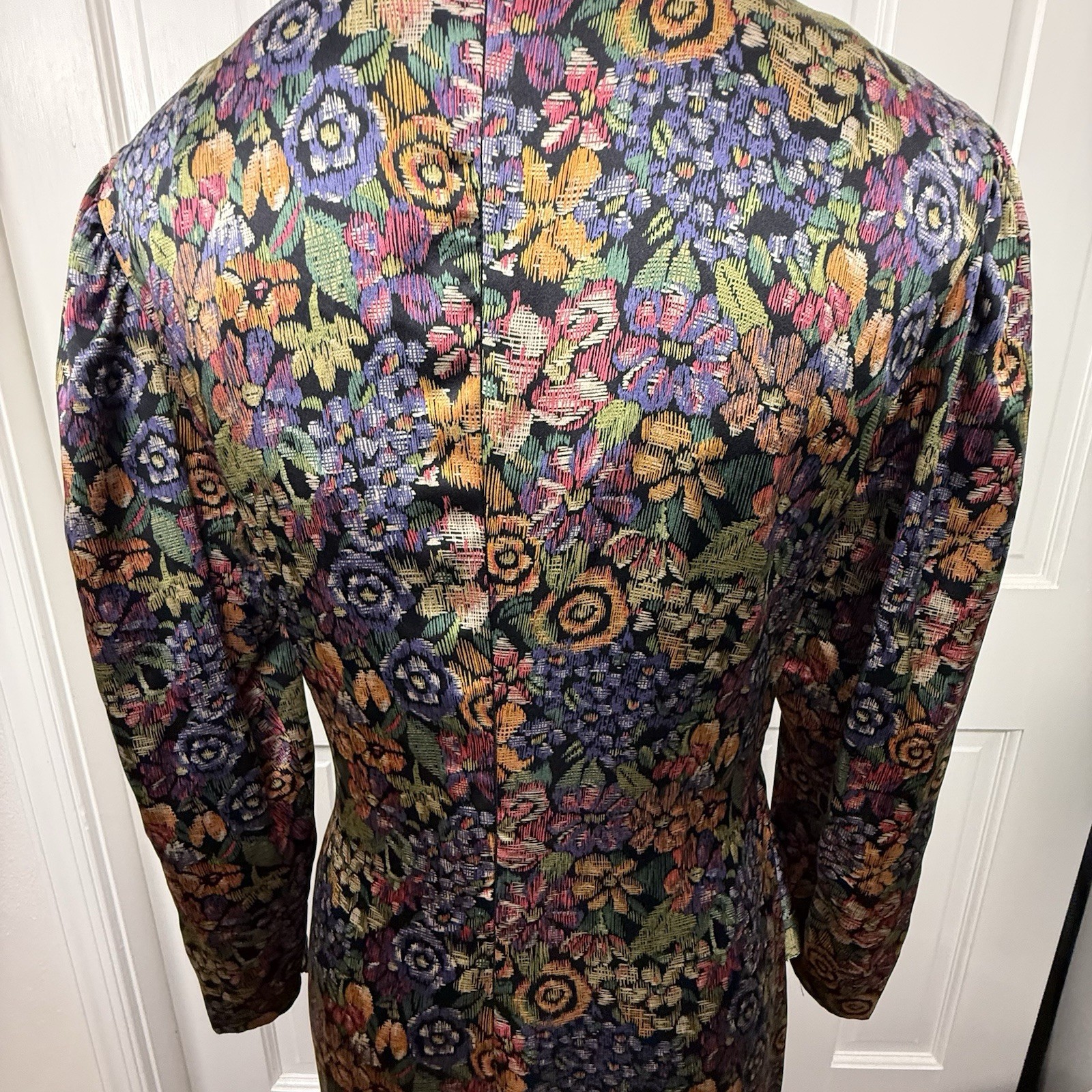 Vintage Adele Simpson Silk Floral Print Dress Size 10 See Measurements Career