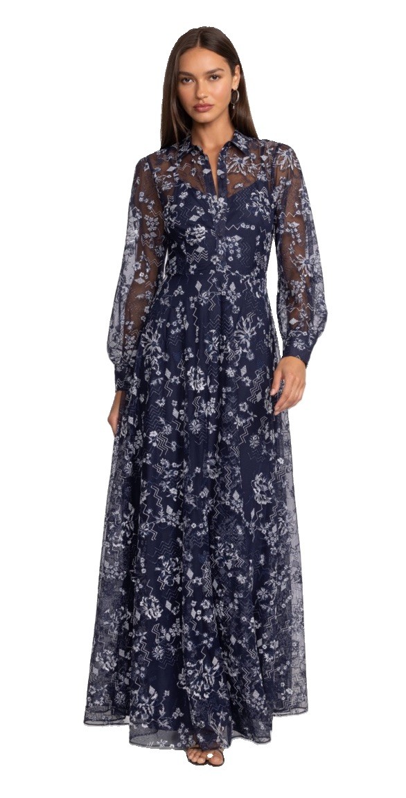 Johnny Was Brand New ADA Navy Floral Maxi Dress Sz.10 NWT MSRP $798.00