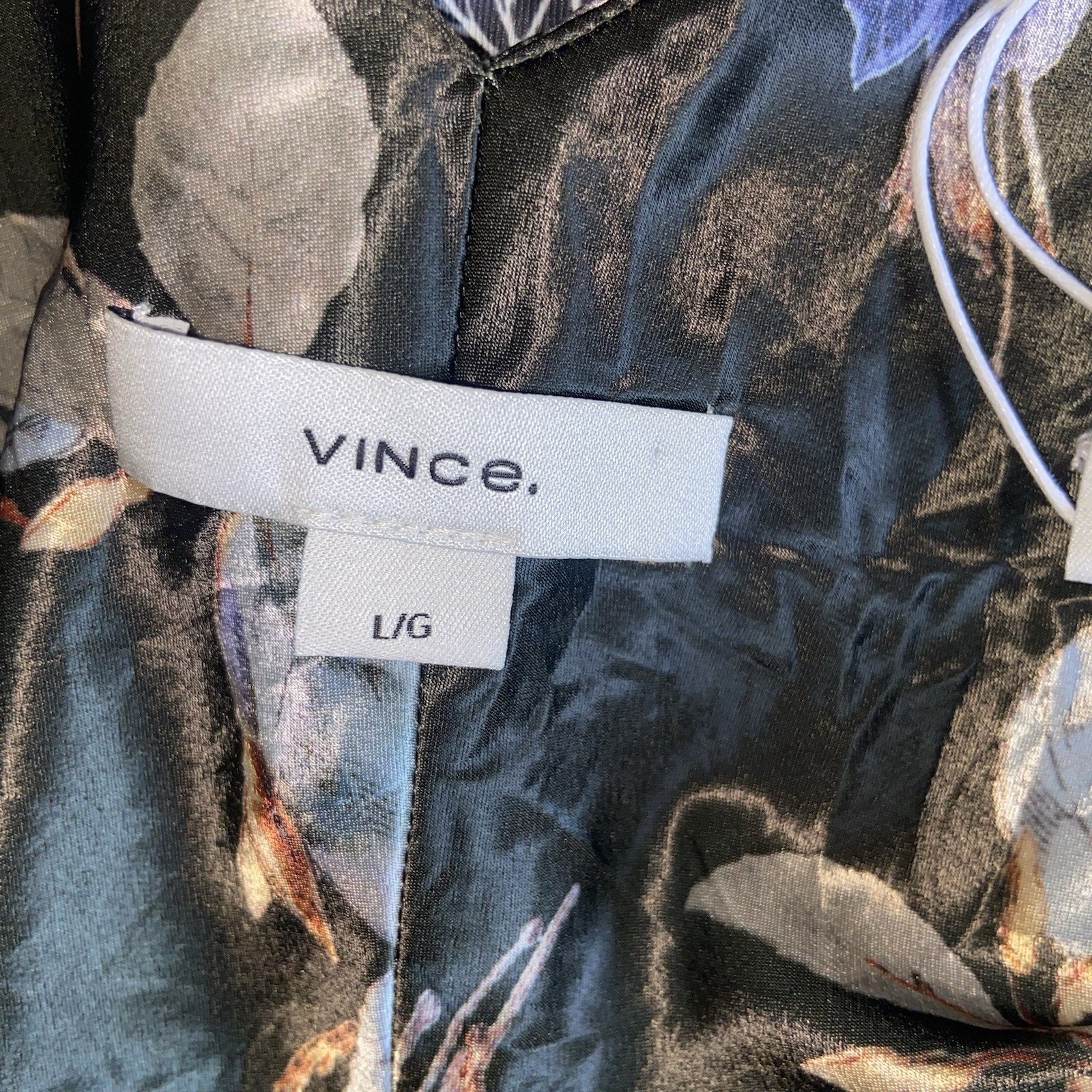 NWT $445 Vince Dress Large Bellflower V-Neck Slip Crinkle Satin Garden Floral