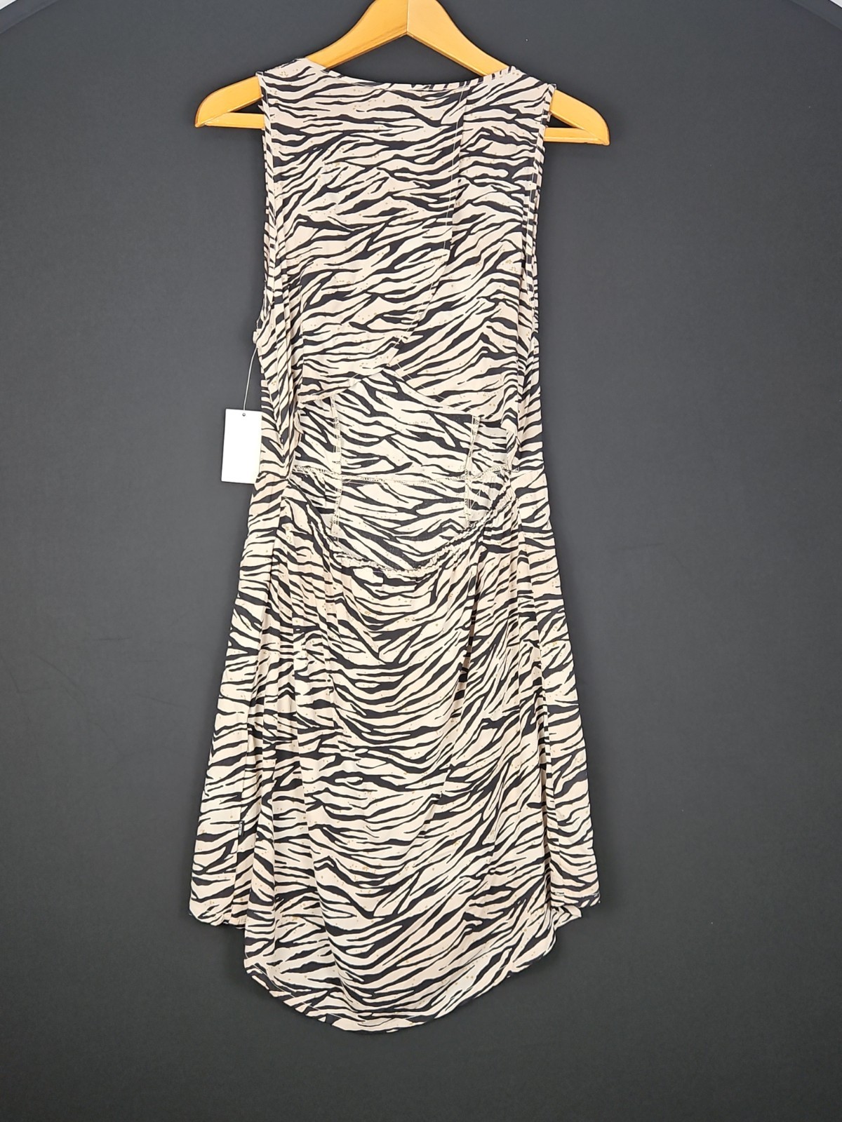 Vans Leigha Empire Dress Large Zebra Print Sleeveless Black Ivory Retired Rare