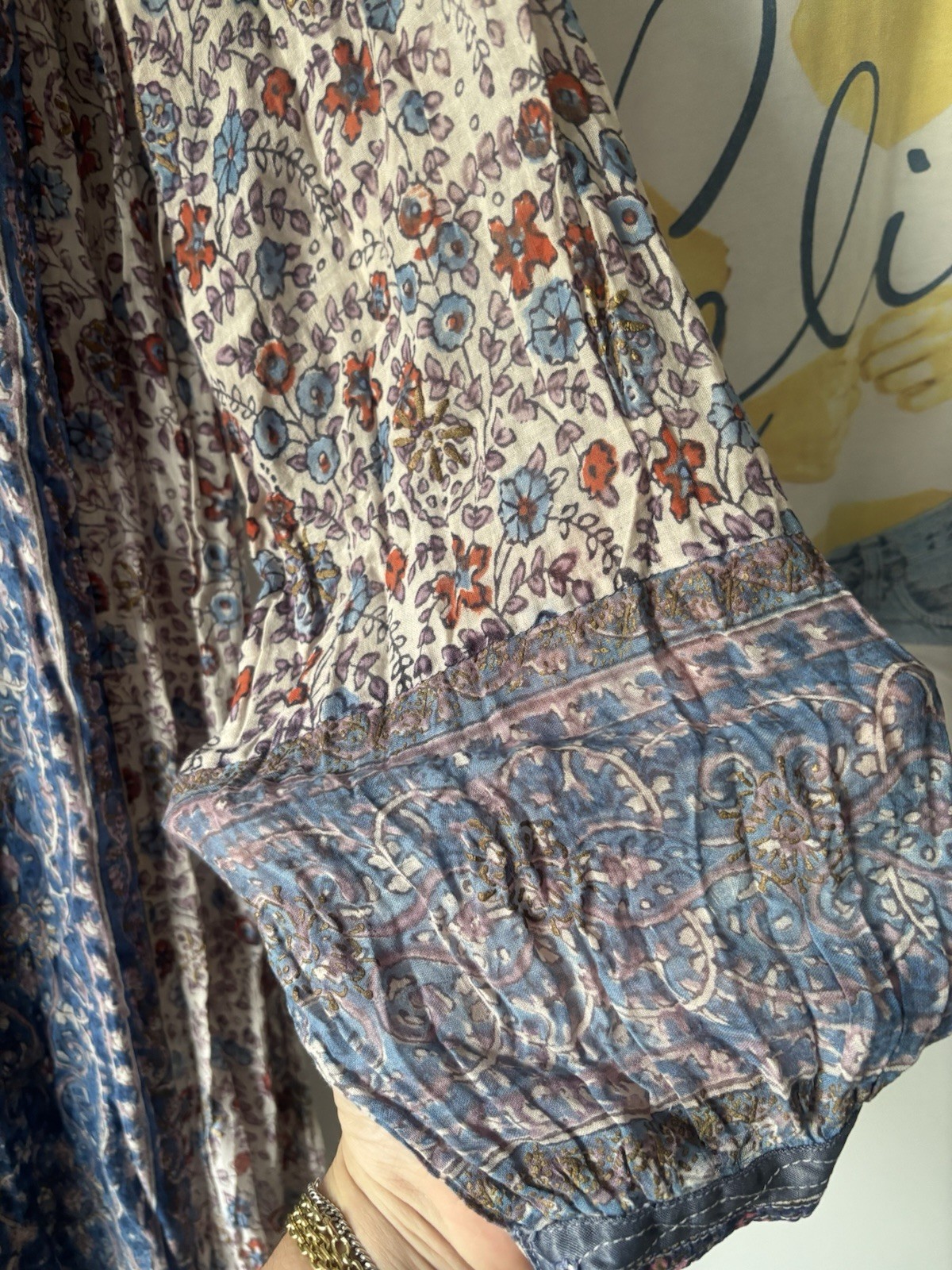 1970s vintage cotton gauze Indian block print dress true vintage antique size M