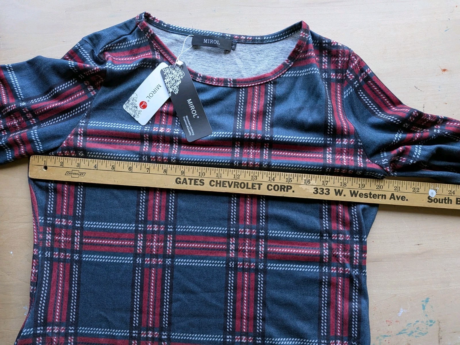 NWT Size L MIROL Holiday Christmas Pockets GREEN RED WHITE PLAID Mid Swing DRESS