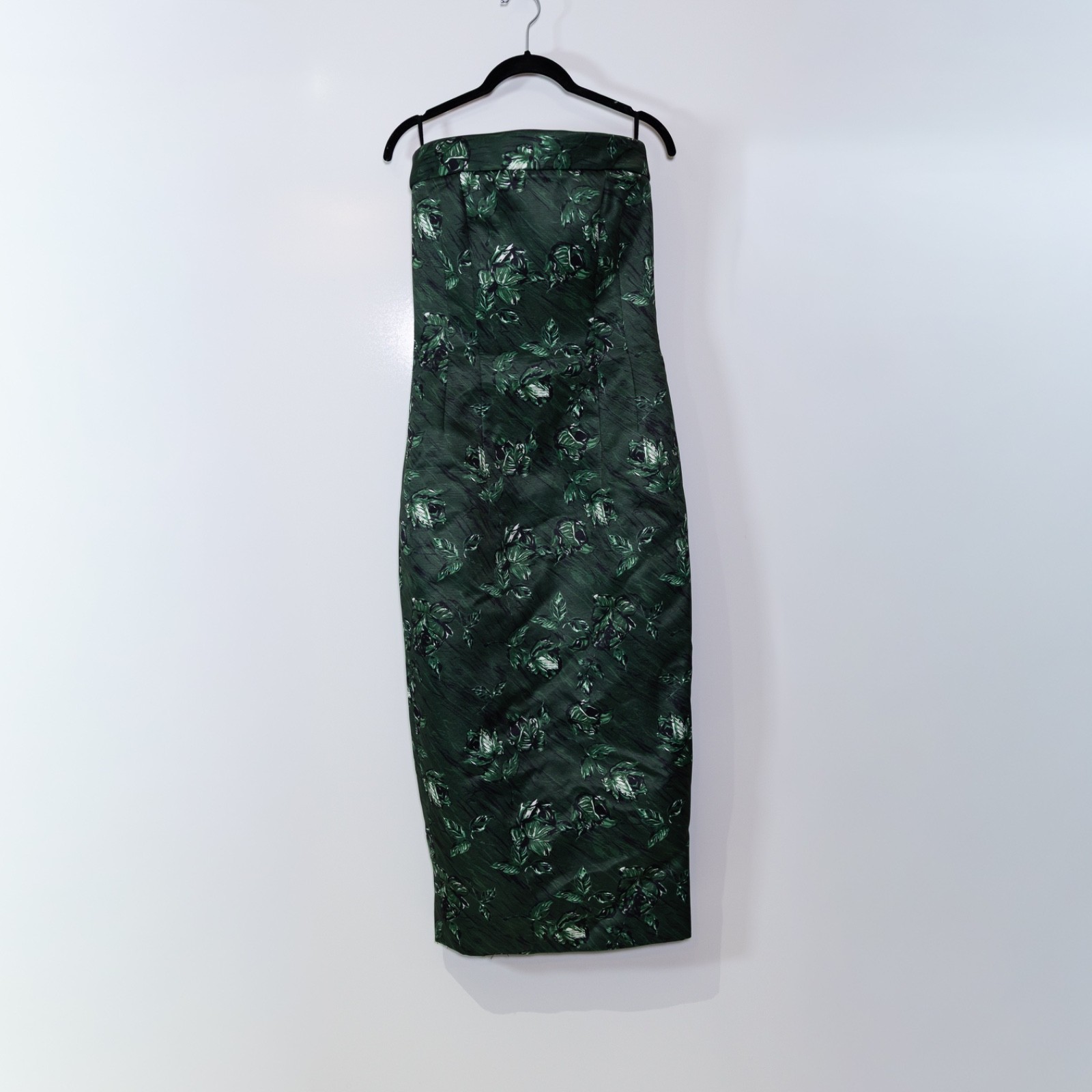 Emilia Wickstead Keeley Midi Dress Green Roses On Marble Print Taffeta Faille 6
