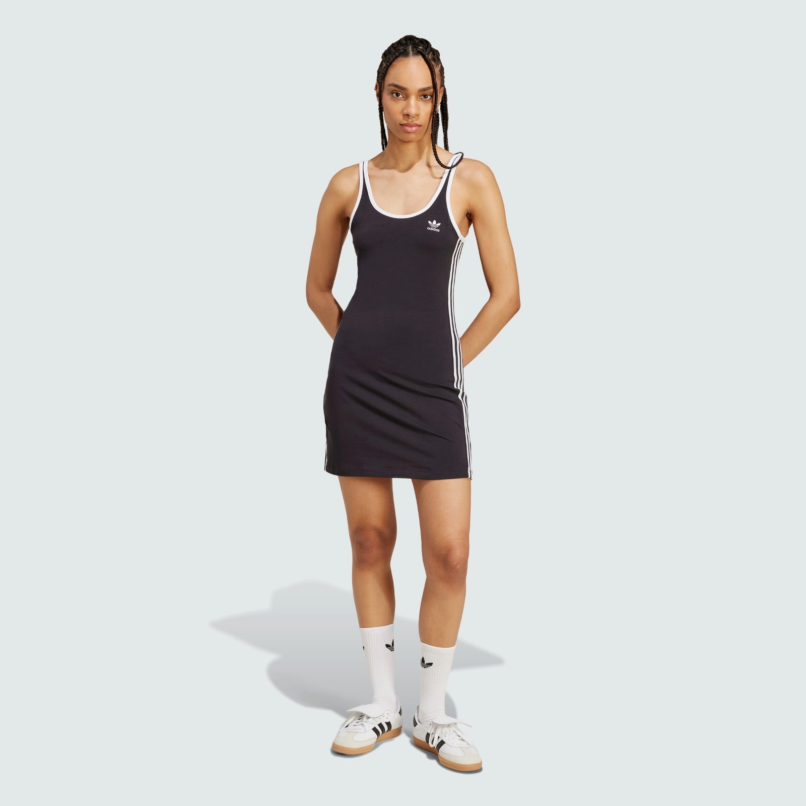 Adidas Originals Adicolor Women’s XL Stretch Tank Black White 3-S Midi Dress