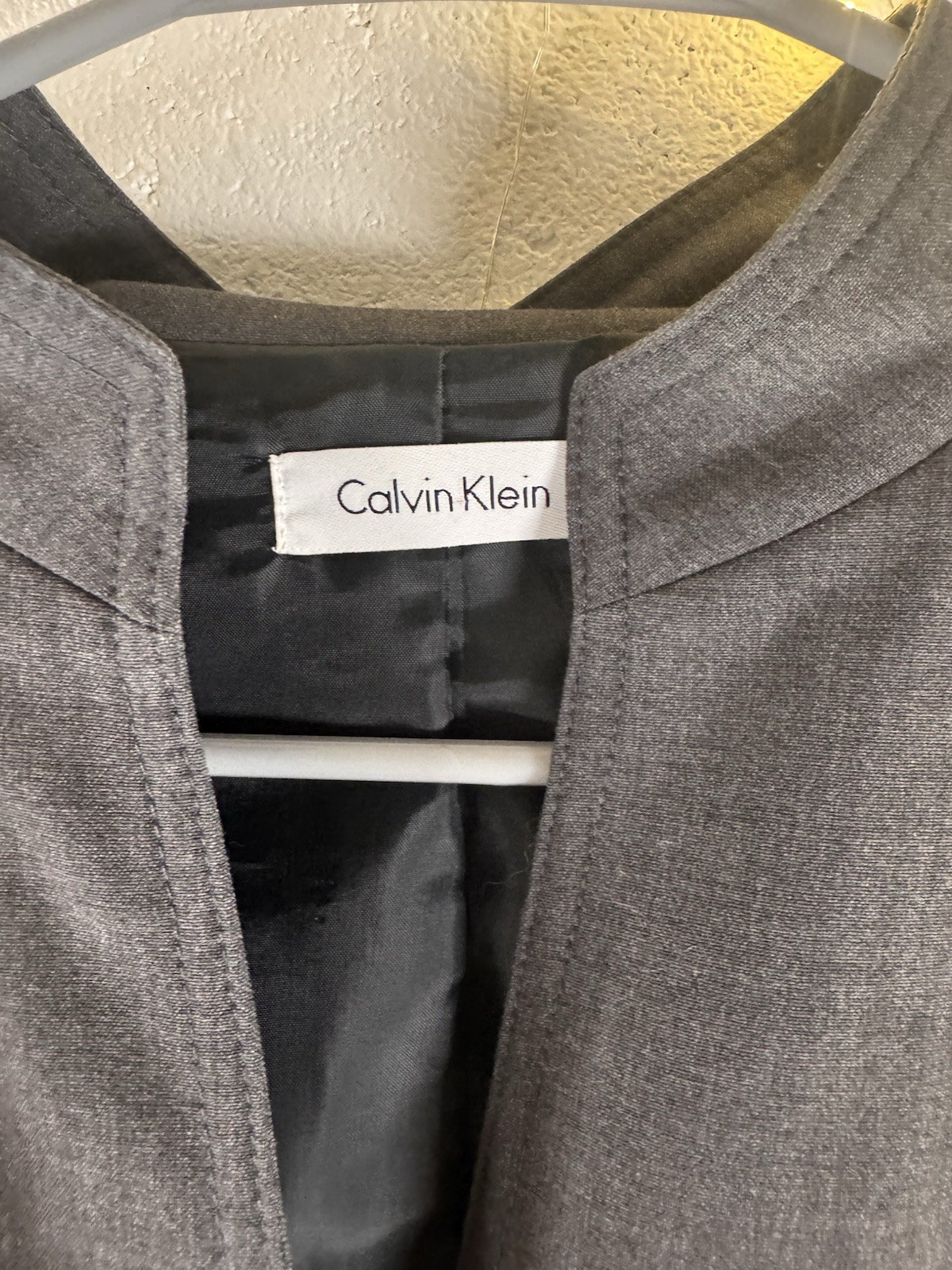 Calvin Klein Gray Sheath Dress Belted Button Front Career Office Midi Dress