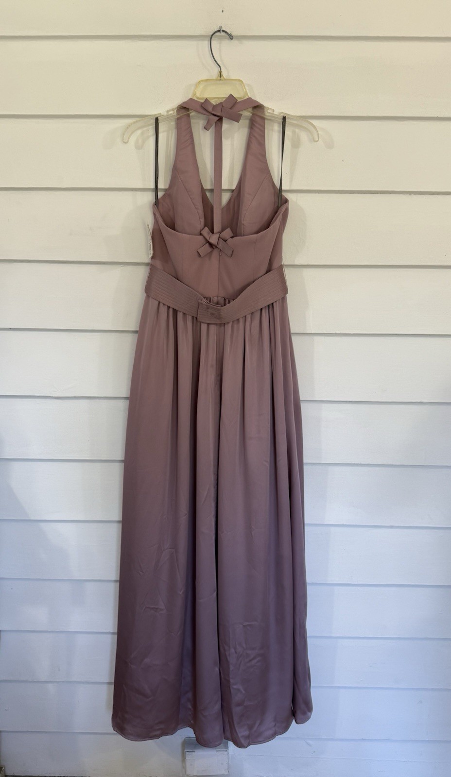 VERA WANG WHITE Size 6 V-Neck Halter Maxi Dress Gown Satin Charmeuse Blush