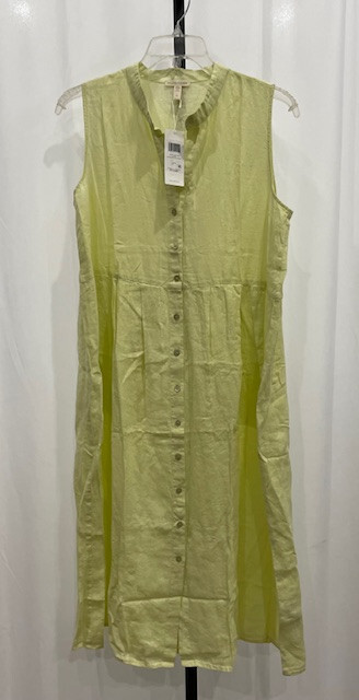NWT! EILEEN FISHER $248 L ‘Citrus’ Lemon yellow Mandarin Collar Dress Mach Wash