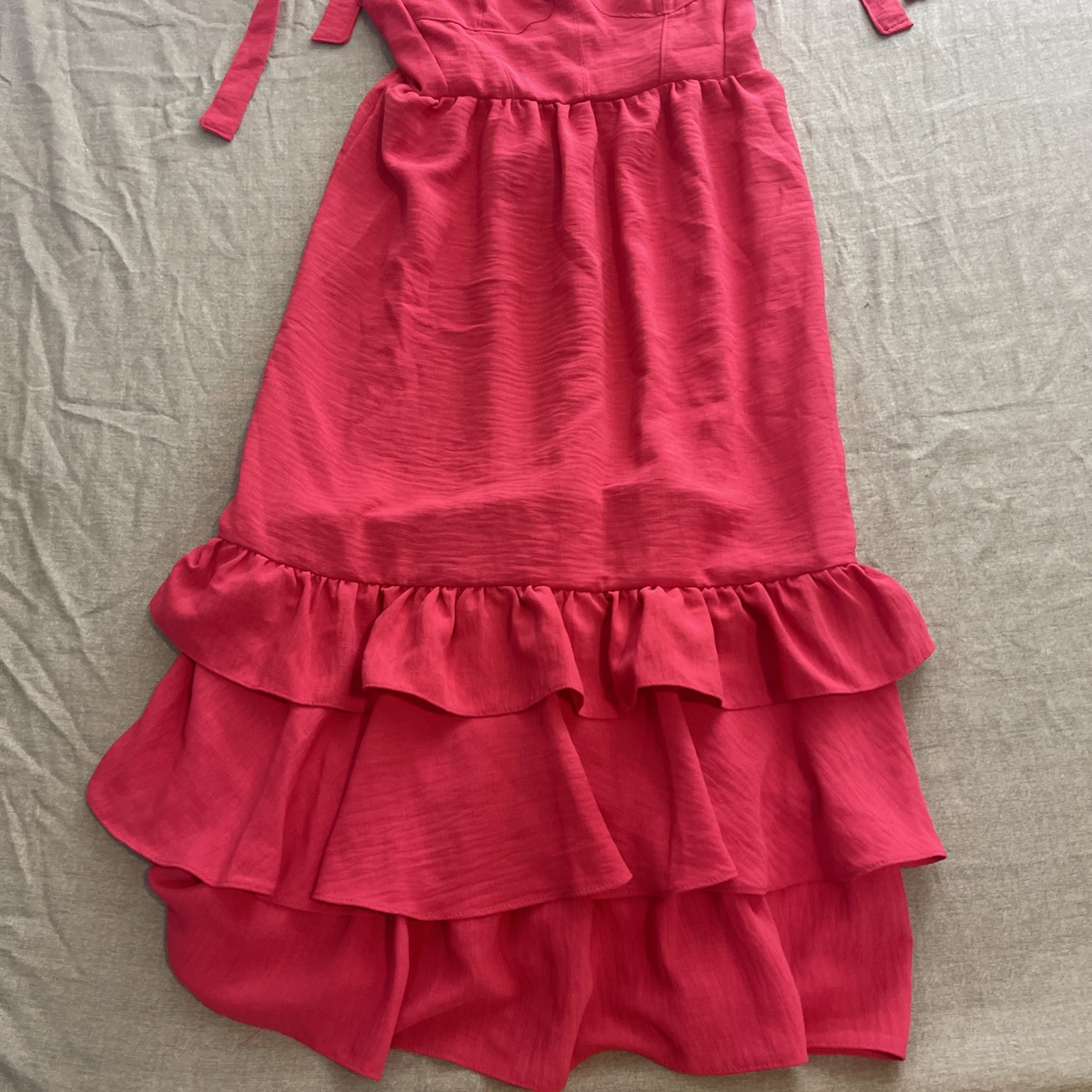 Sofia by Sofia Vergara Pink Ruffle Dress Womens Size Small Tied Shoulders Barbie