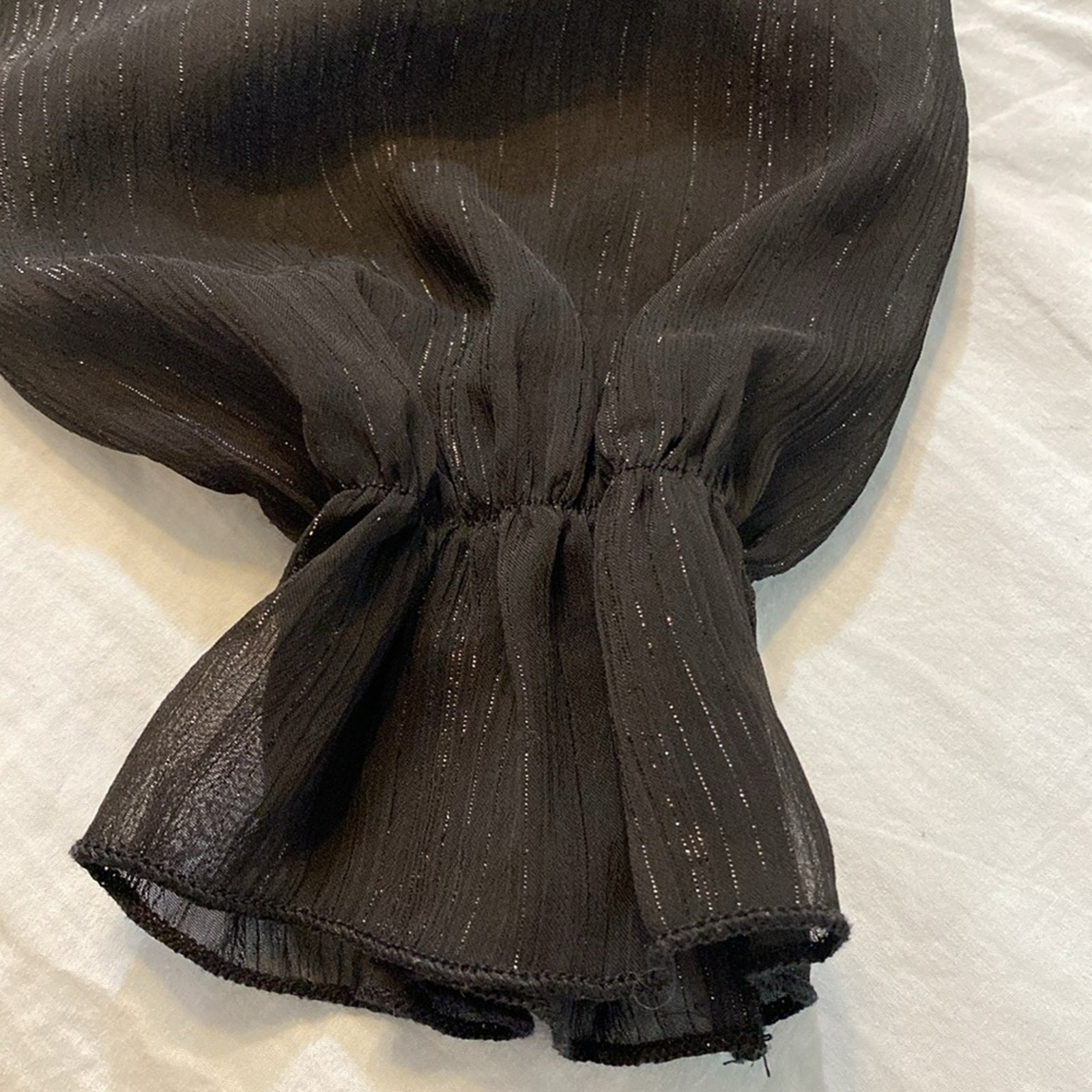 Fraiche by J Black Metallic Ruffle Dress Whimsigoth Fairy Chic Size Medium