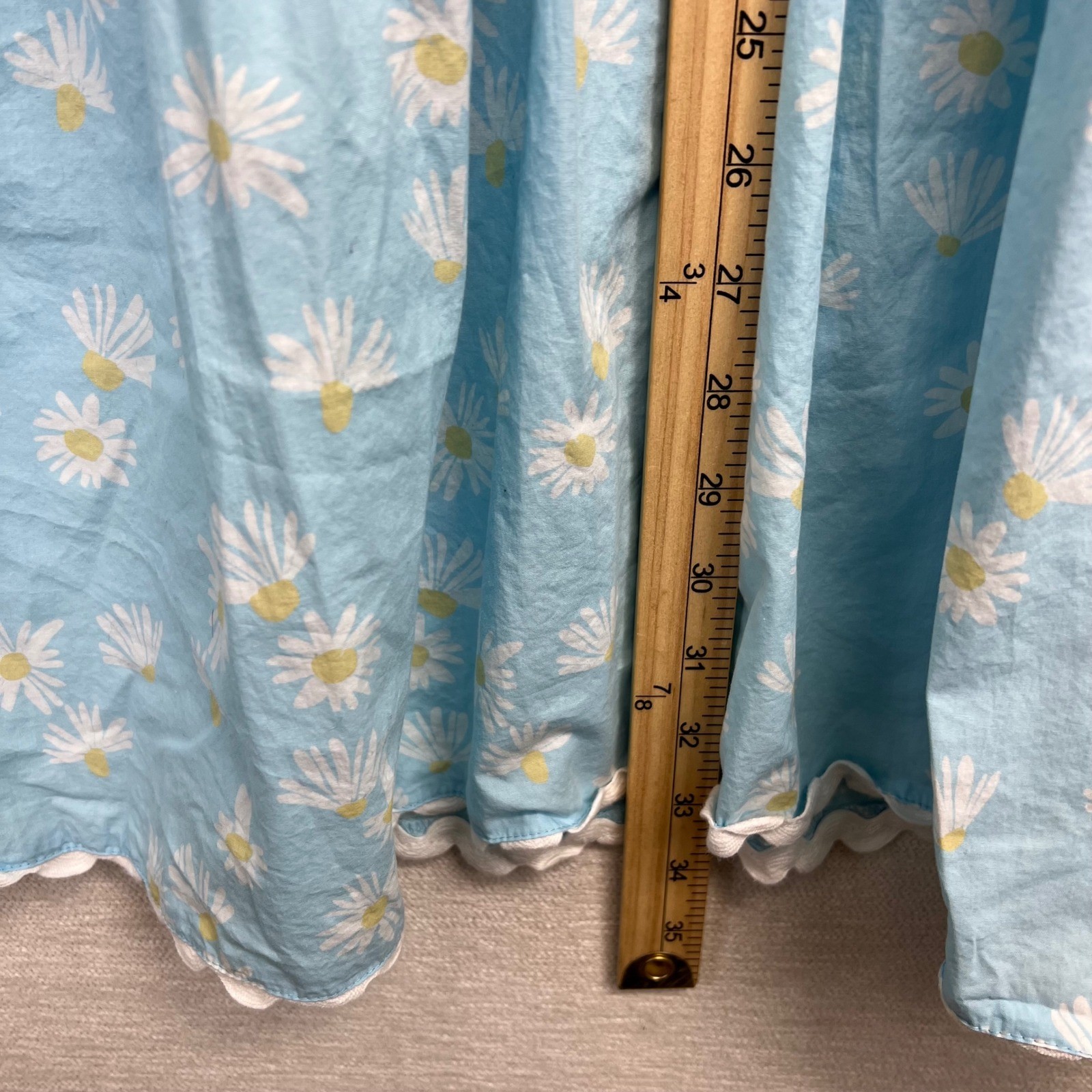 Simply Southern Blue Daisy Print Ruffle Tiered V Neck Dress Size L