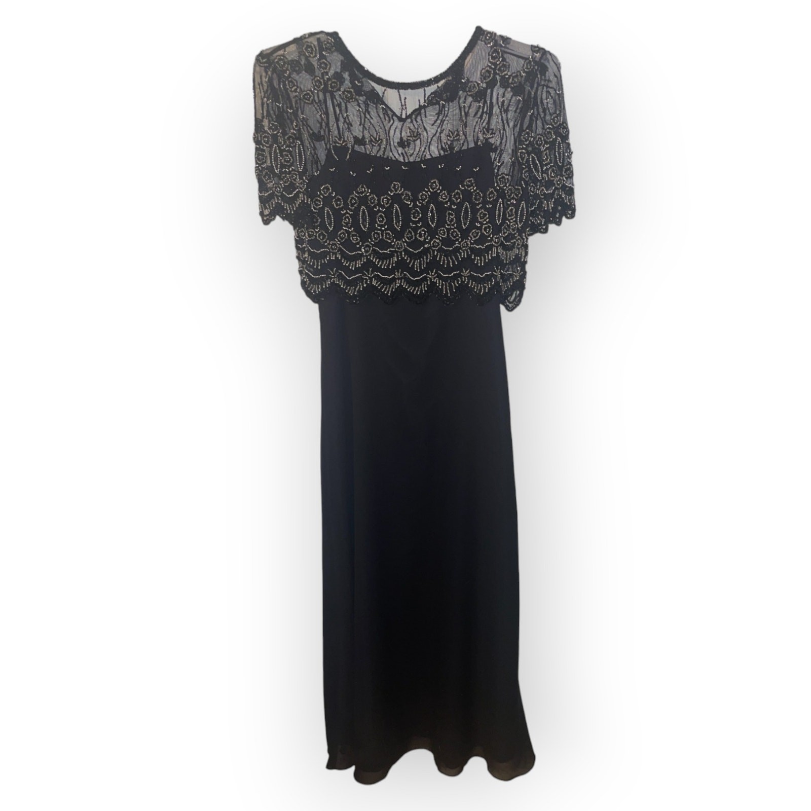 Vintage Stenay Long Formal beaded Dress Sz 10 EUC