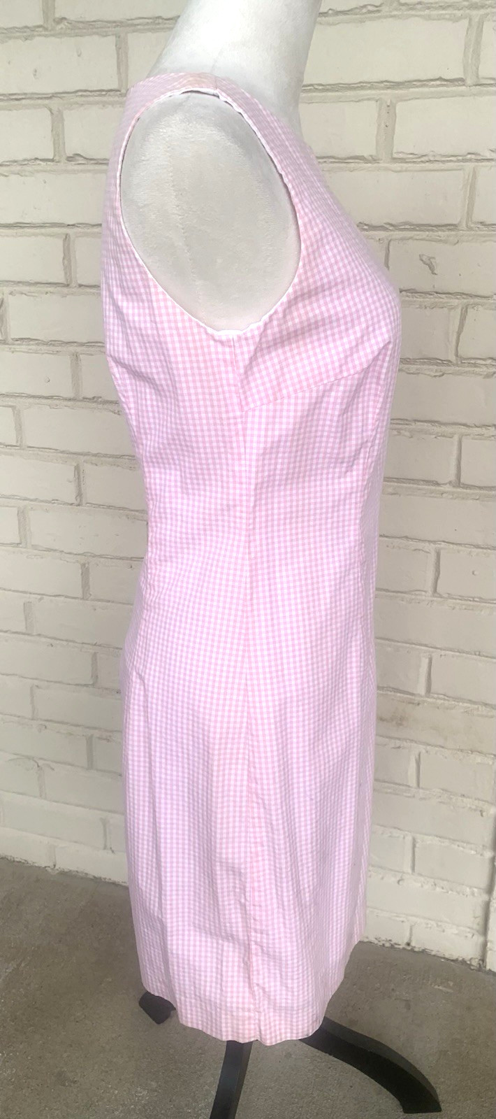 Adorable Vintage Pink &White Gingham Dress Moda International Womens sz 8 Preppy