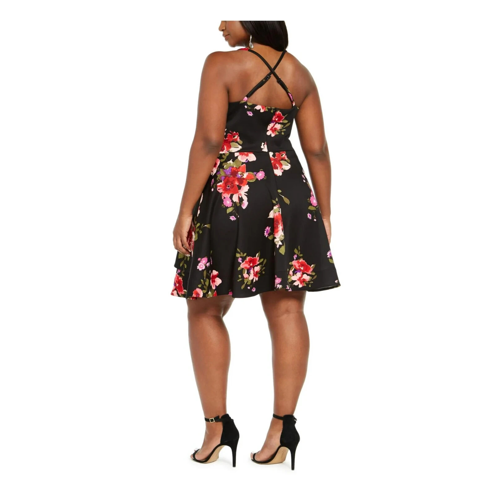 SEQUIN HEARTS Womens Spaghetti Strap Above The Knee Dress, BLACK, SIZE-22