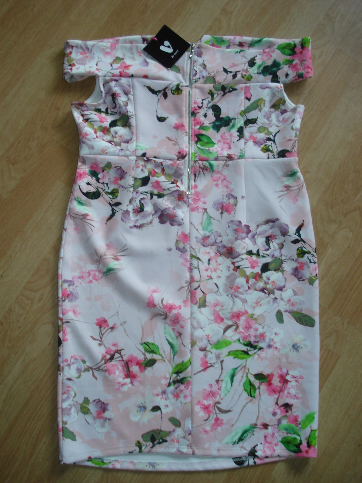 VERY PINK FLORAL OFF SHOULDER ZIP SLEEVELESS POLY/ELASTANE UK 14