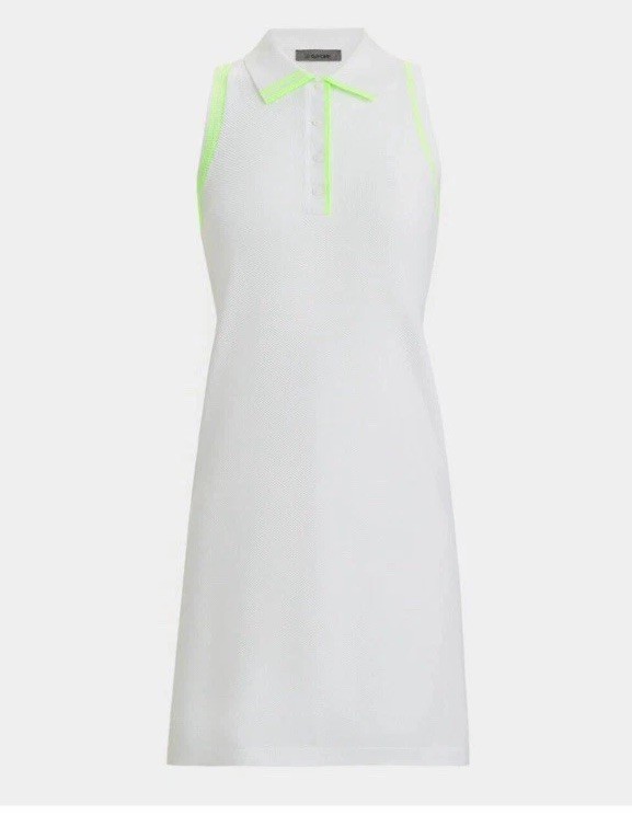 G/Fore Fully Fashioned Cotton Pique Sleeveless Polo Dress White Size L NWT Women