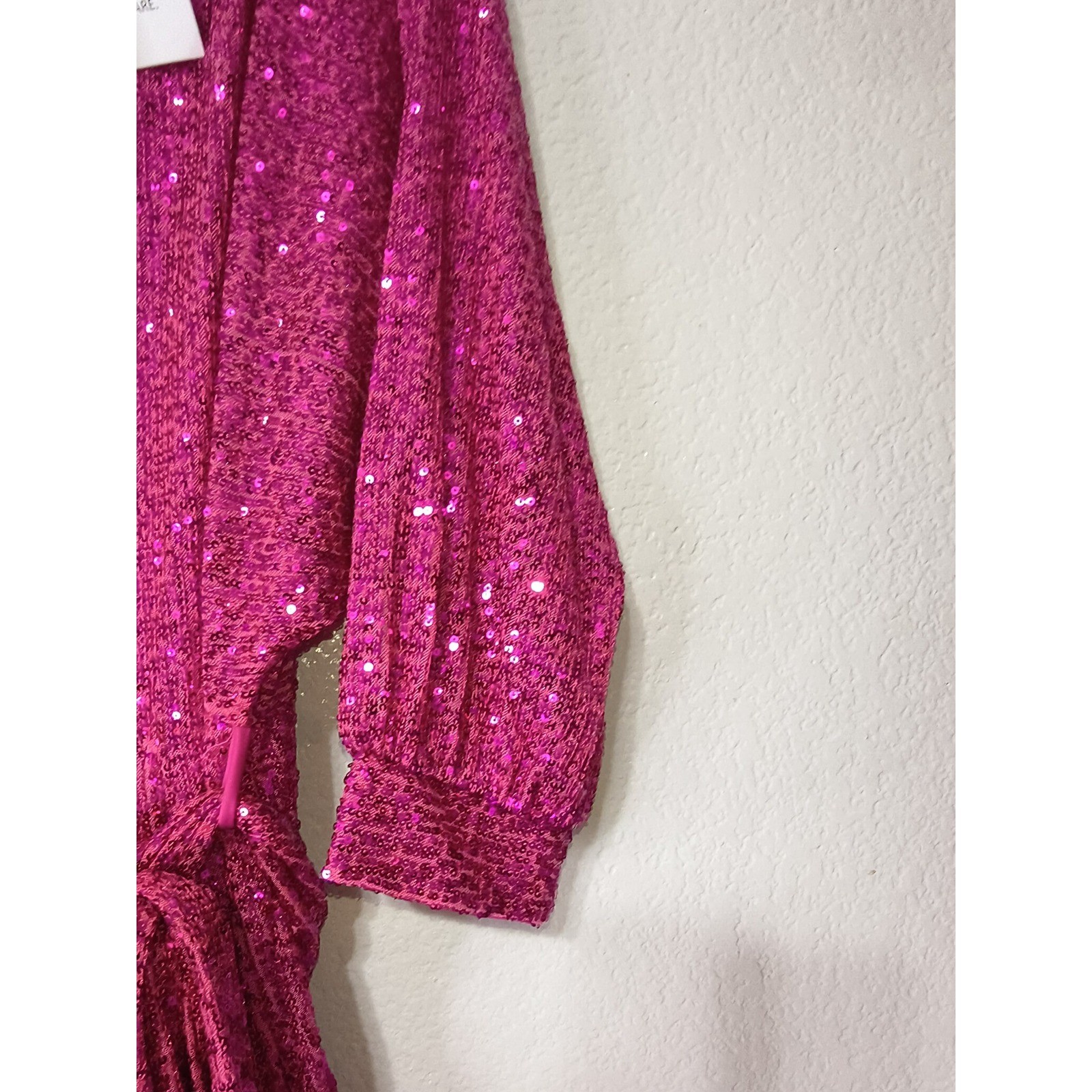 Aakaa Womens Pink Sequin Tie Waist Mini Dress 3/4 Party Cocktail NWT (24)