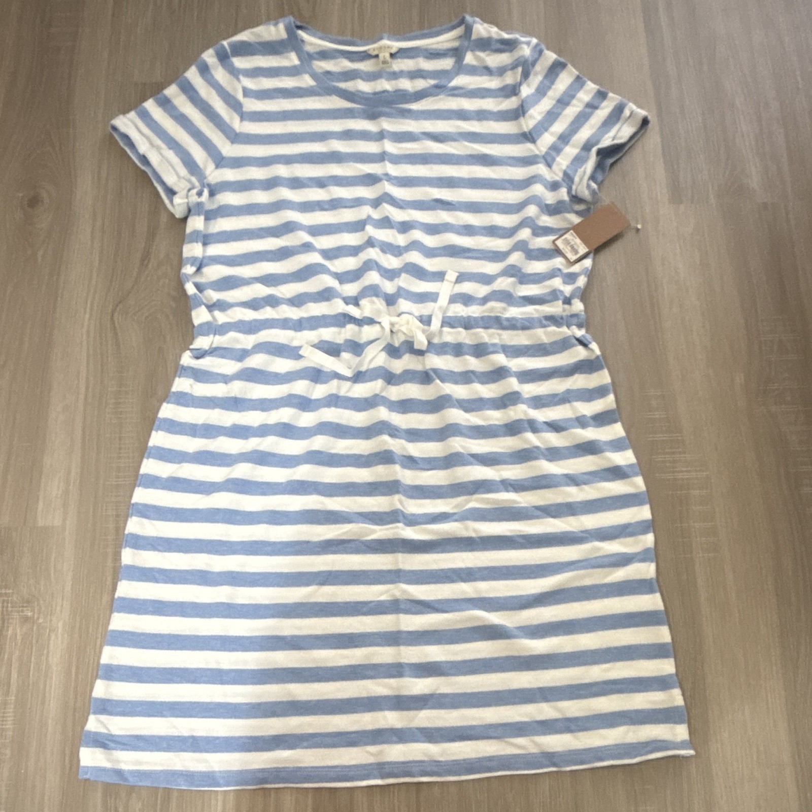 SONOMA Life + Style Women’s L Blue/White Striped T-Shirt Dress Crew Neck