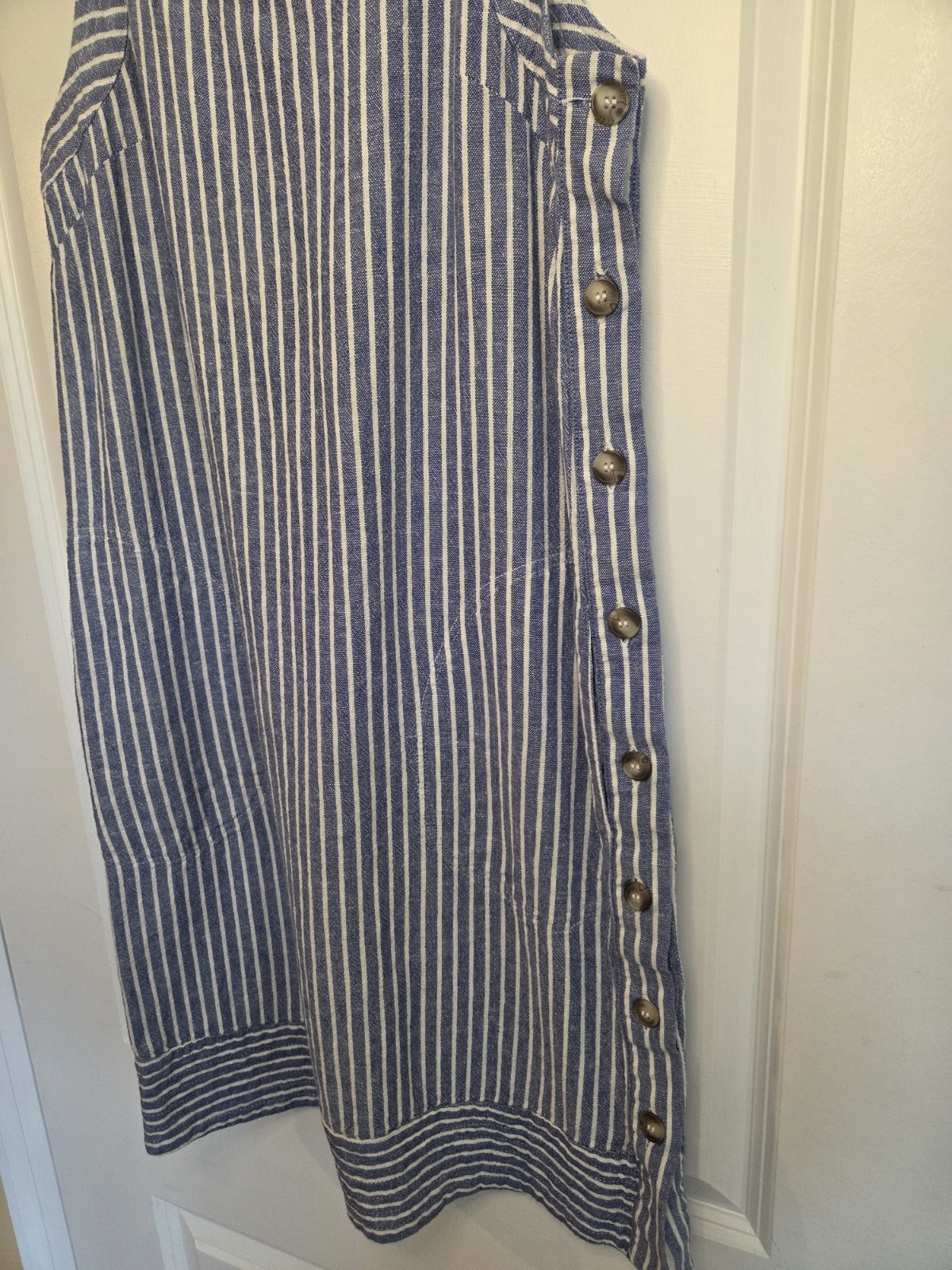 For Cynthia Linen Blend Striped Sleeveless Dress Sz Small Preloved