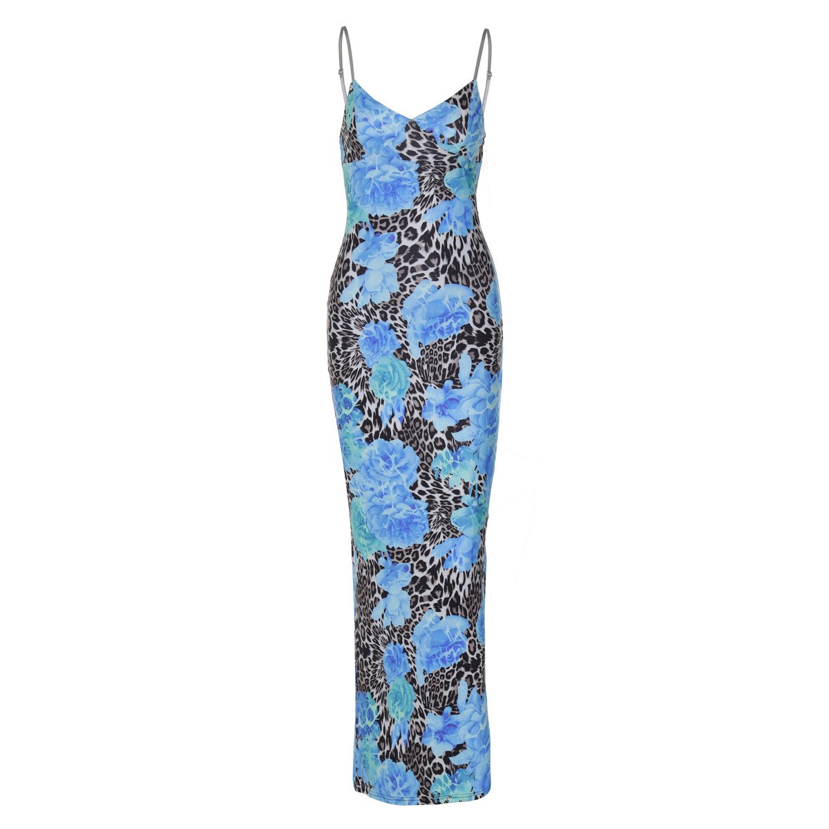 Women’s Polyester Fiber Slim Fit Printed Design with Suspender Dress