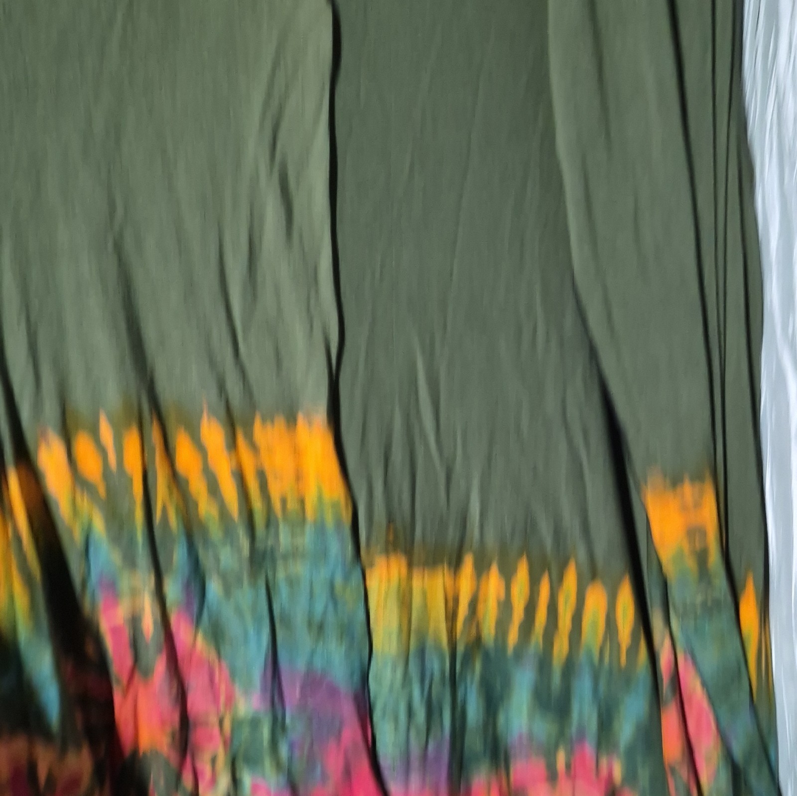 Kathmandu Imports Women’s Green Tie Dye Maxi Dress V-Neck Cap Sleeve L Rayon