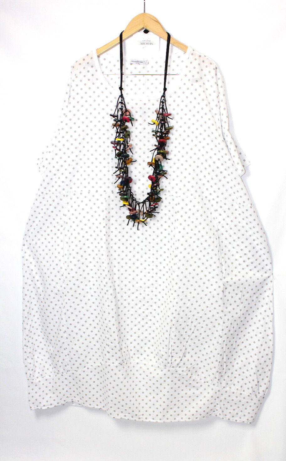 Moonshine dress balloon dress size 46 48 50 lagenlook size 1 polka dot white