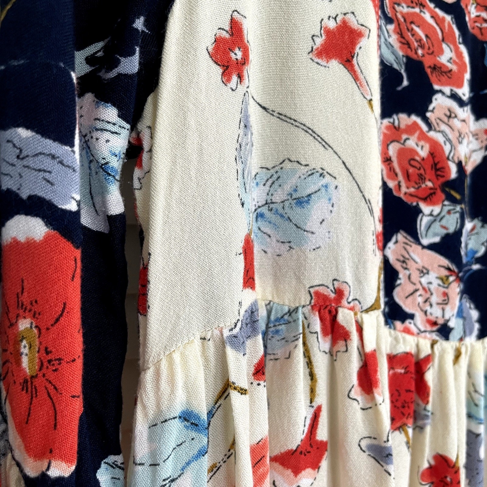 Patrons of Peace Patchwork Floral Babydoll Dress XS Americana Boho Summer 4th