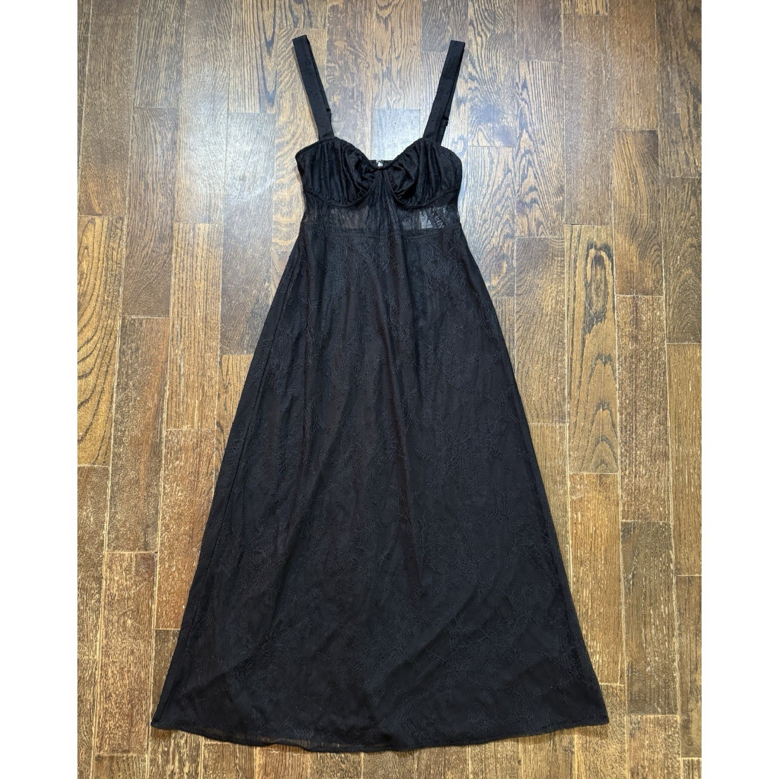 Danielle Bernstein Dress Womens XS Black New Lace Illusion Panel Midi NWT