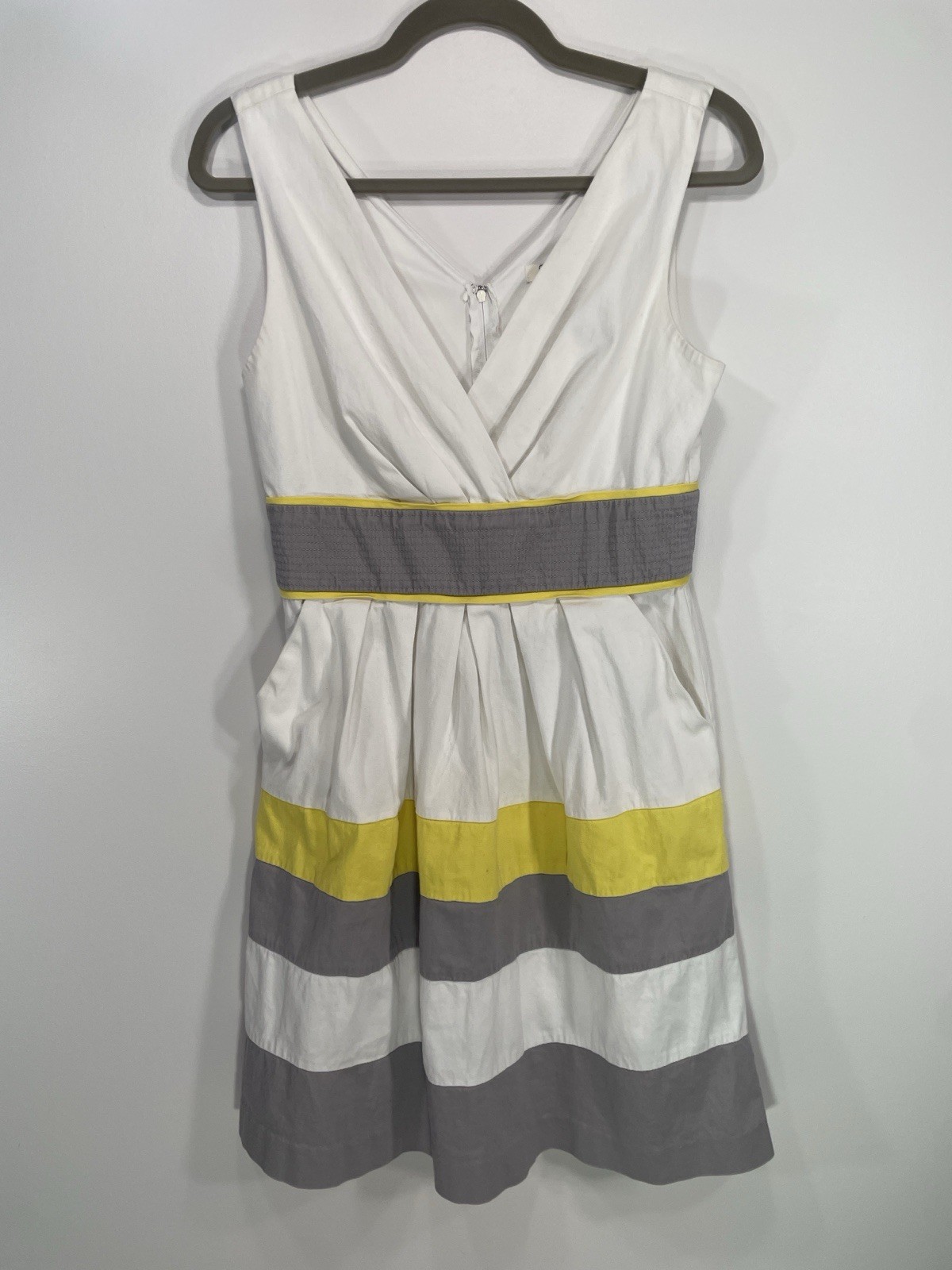 Corey P Multi Color Yellow Gray White Sundress Striped Cotton Dress Size 6