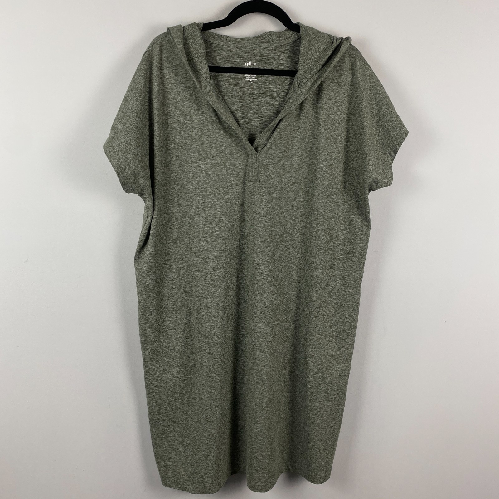 J Jill Green Fit Supreme Stretch Hooded Dress Size Petite XL Short Sleeve