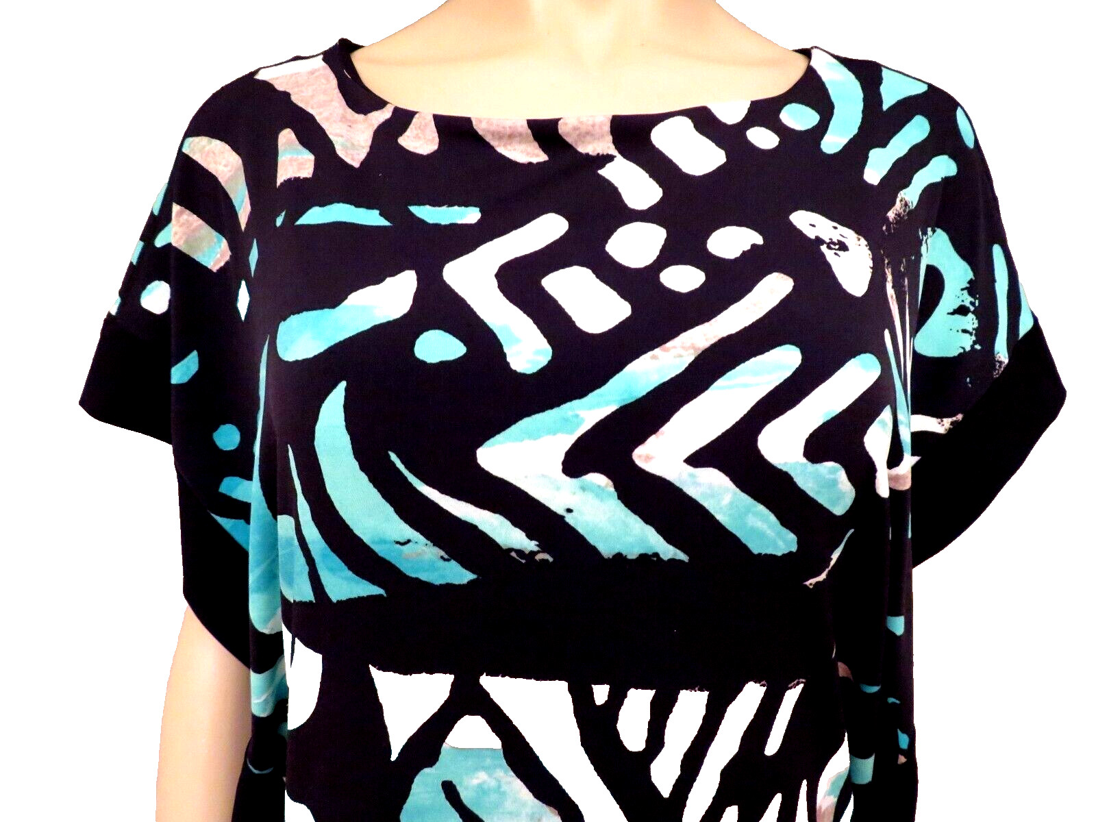 Eva Varro Blouson Knit Tunic Dress M S Kimono Sleeve Two Layers Oversized Fairy
