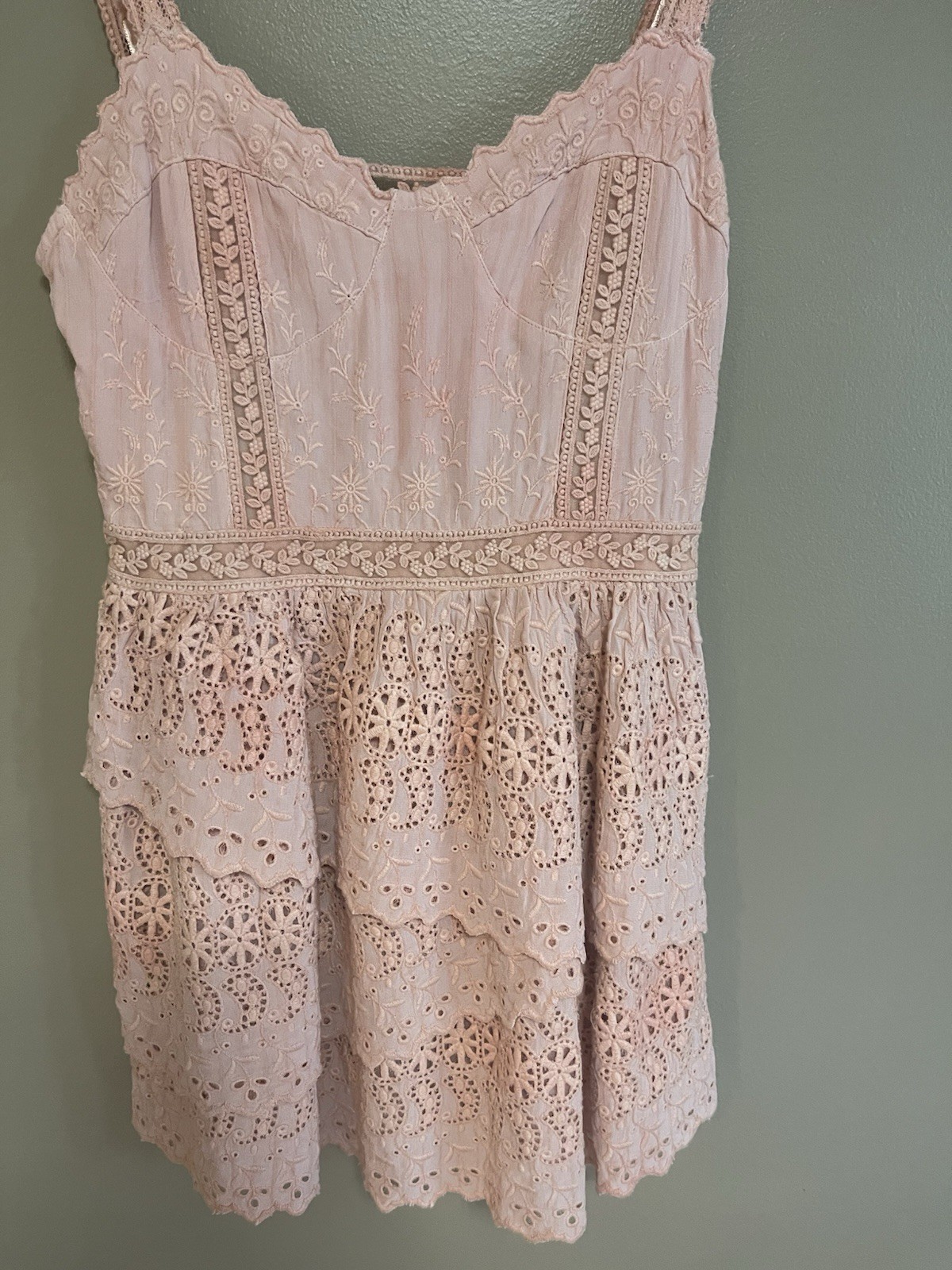 LoveShackFancy Pink Caro Tiered Broderie Anglaise DresMini Size 4