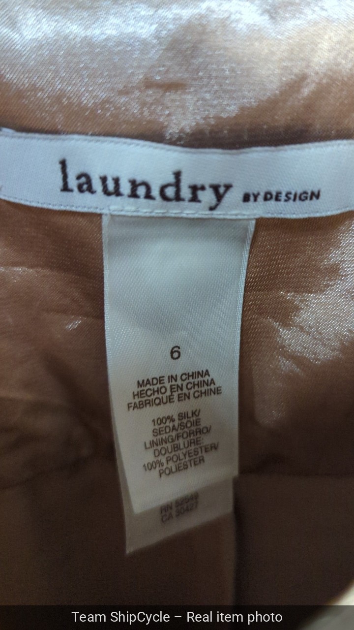 without tags Laundry by Design 100 Silk Nude Rusched Empire Lined Formal G2U