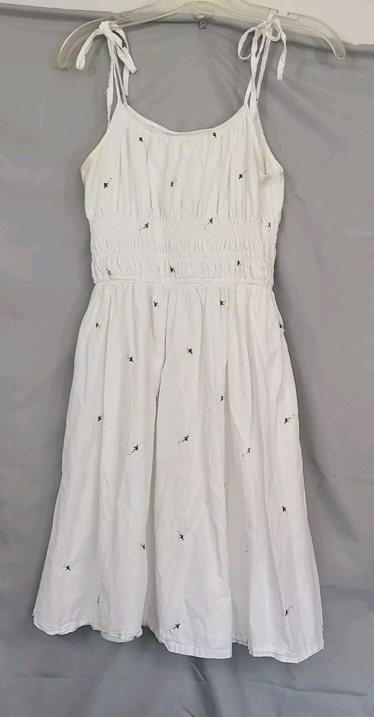 Dazy Sundress small shoulder ties embroidery daisy fairy ruching romantic girlie
