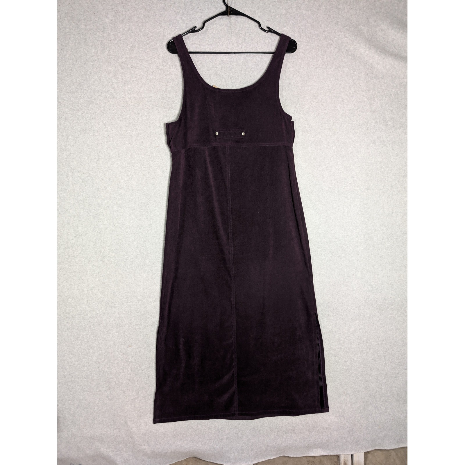 Pinafore Maxi Dress Medium Dark Purple Whimsigoth Sleek 90s Style Side Slits VTG