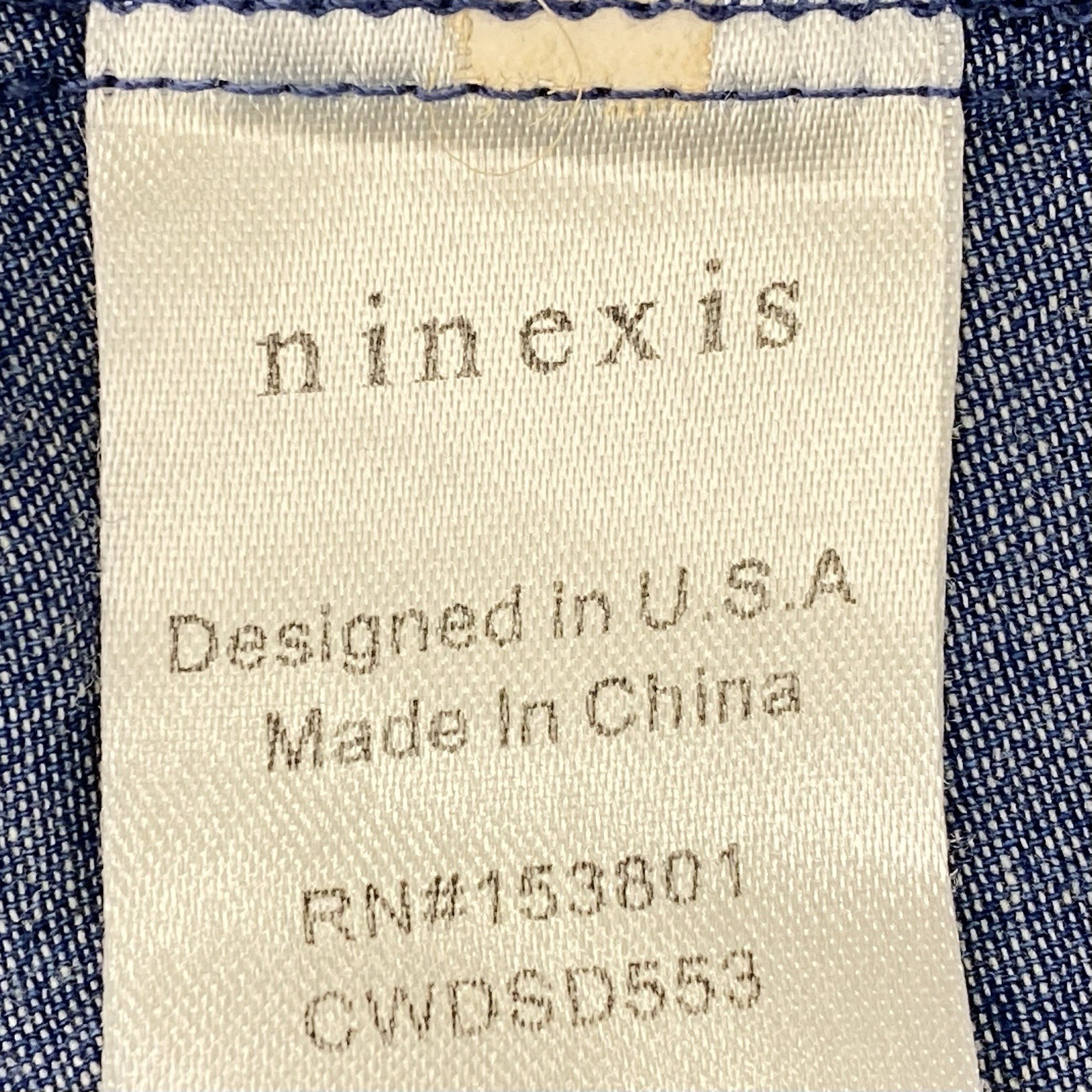 Ninexis Preowned Womens Long Sleeve Denim Dress Blue Size M EUC