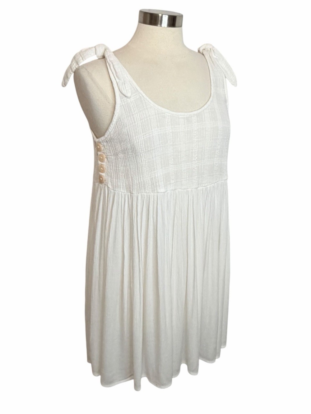 RIP CURL Lightweight Sundress Ties at Shoulders in White, Small