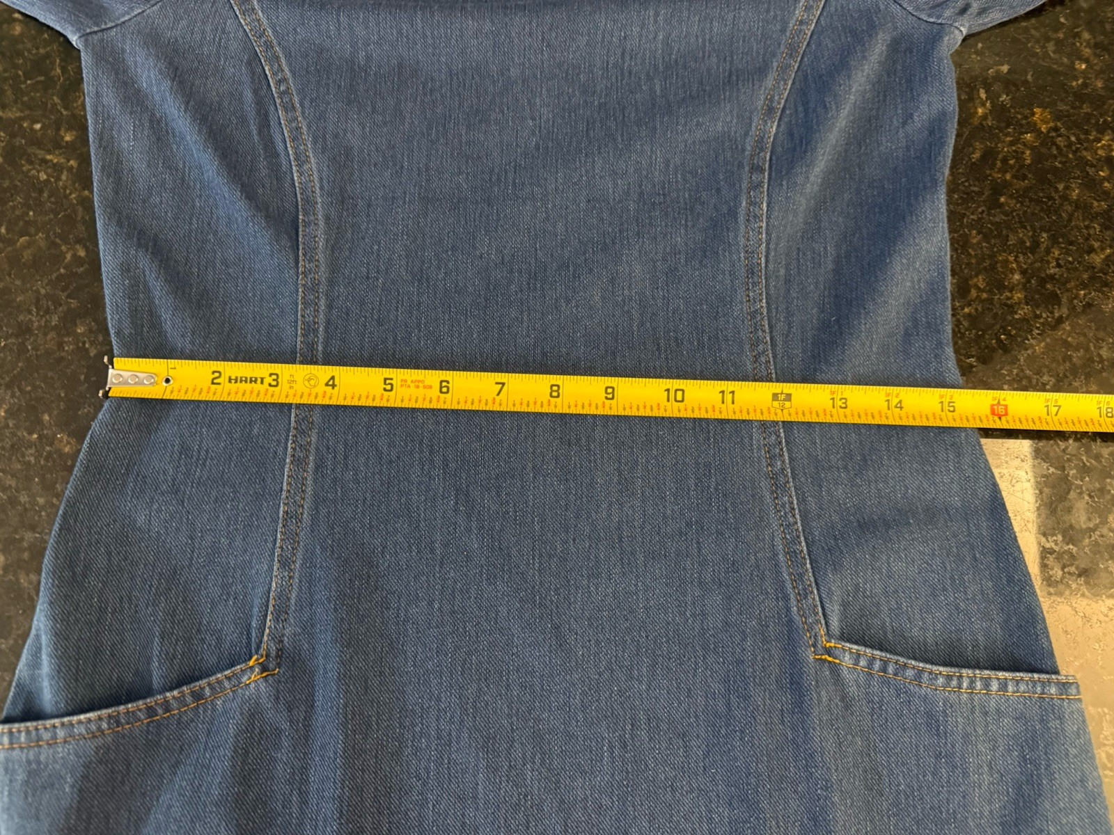 J MCLAUGHLIN CATALYST Women Sz Medium Dark Denim Pocket 3/4 Sleeve Stretch Dress