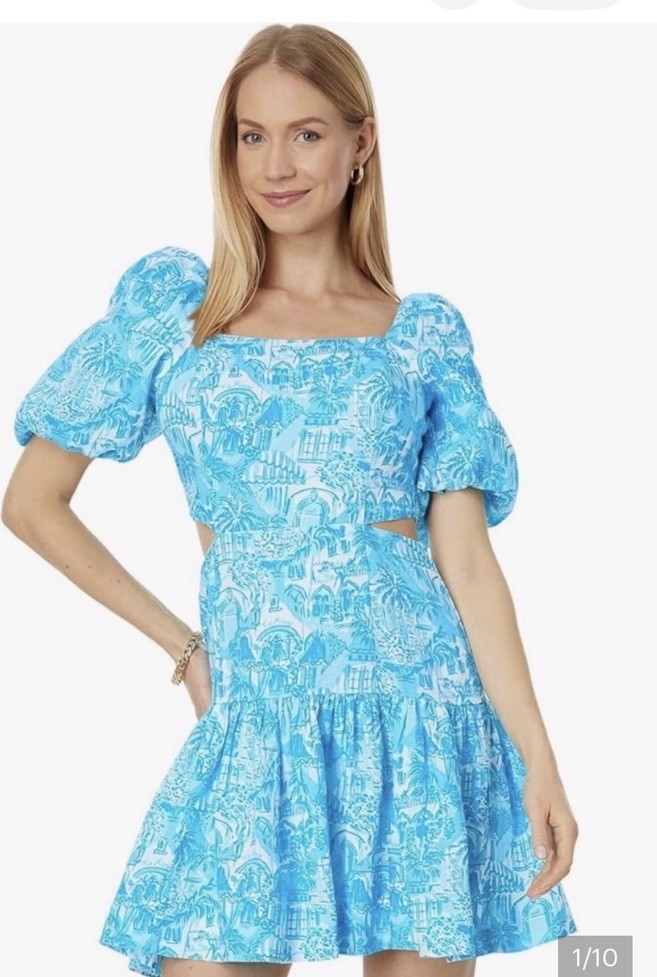 Lilly Pulitzer Kylanne Linen Puff Sleeve Dress 8