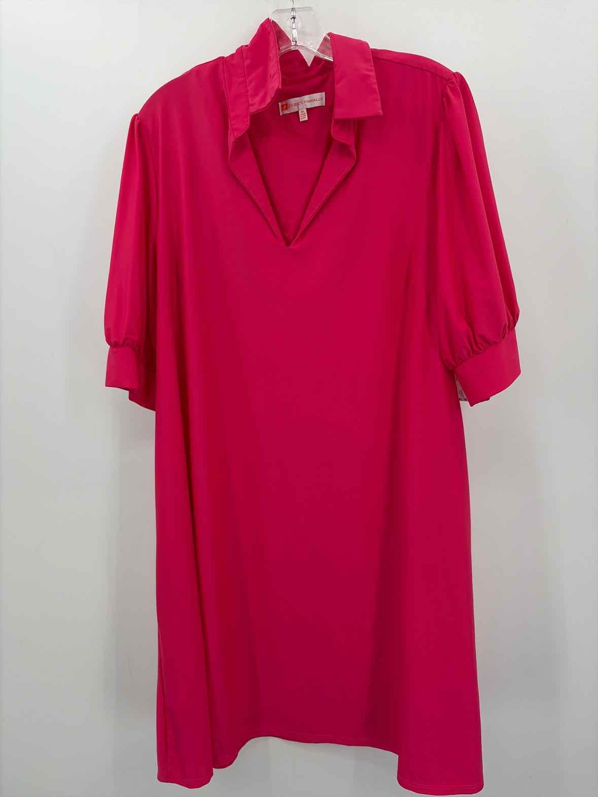 Pre-Owned Jude Connally Pink Size XL Knee Length Short Sleeve Dress