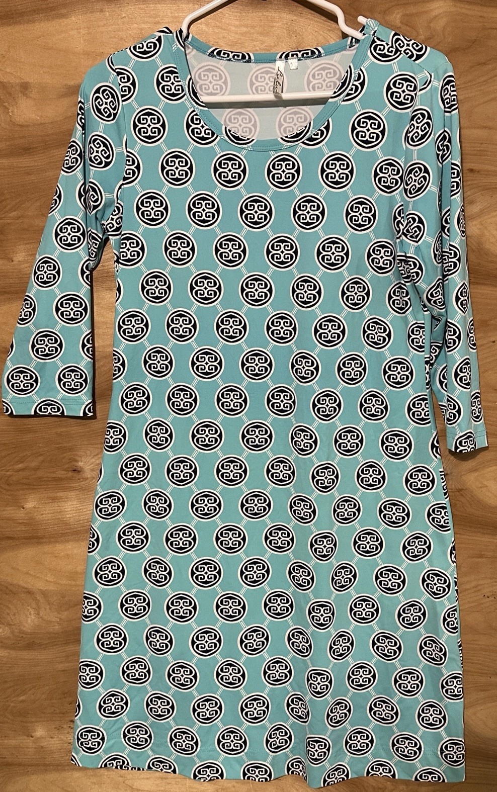 Lulu B Dress Woman’s Xs 3/4 Sleeve Color Blue Stretch Colorful