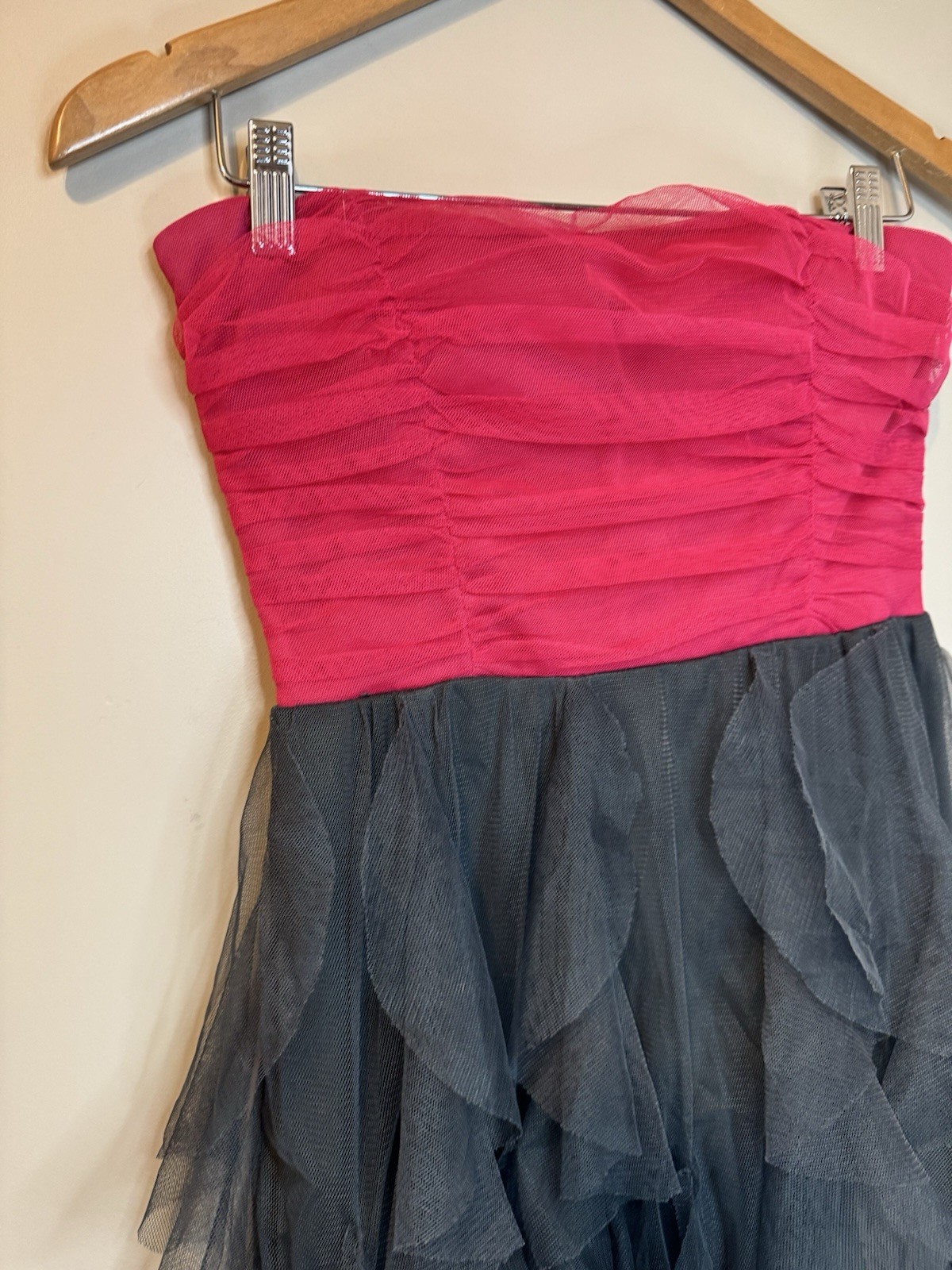 Juniors Teeze Me Strapless Tulle Ruffle Party Dance Cocktail Dress Size 7 NOBELT