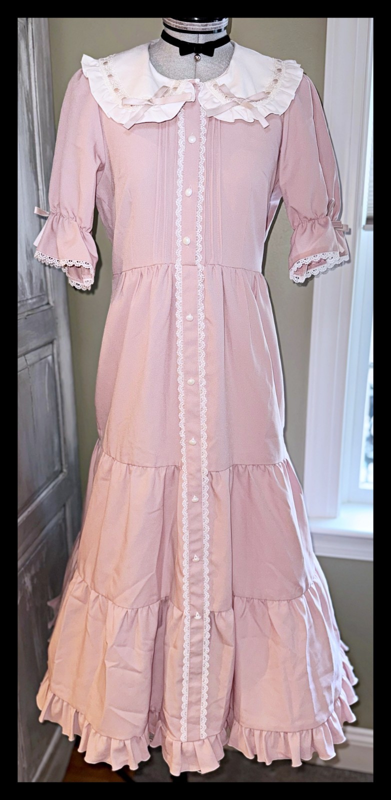 DearMyLove Pink Selectable Length Tiered Dress Long Kawaii Jirai Kei Japan M