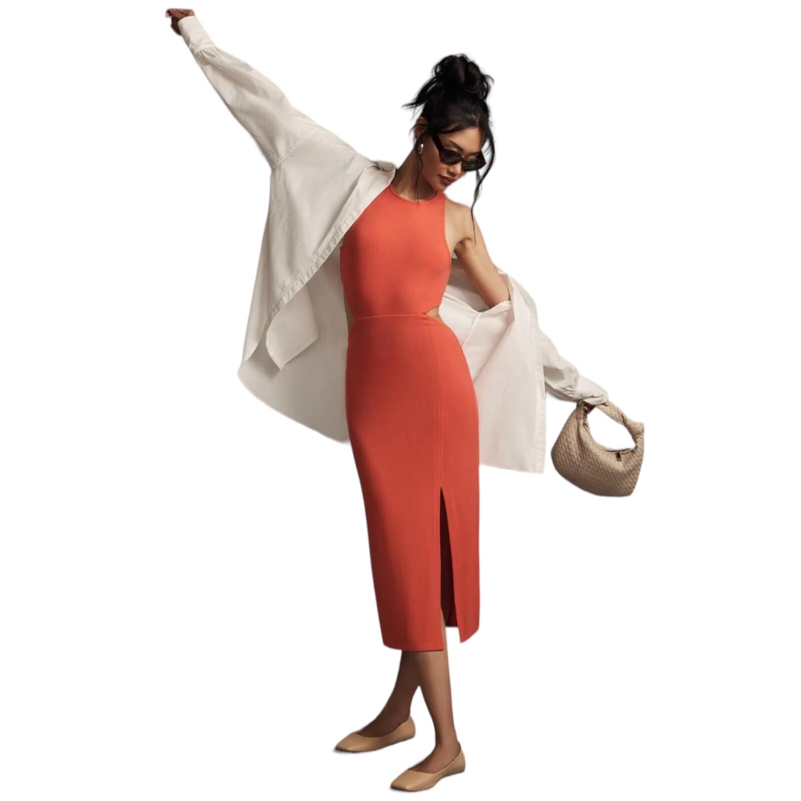 Antrhopologie Bordeaux Watermelon Pink Cutout Tank Lounge Long Dress Size XLarge