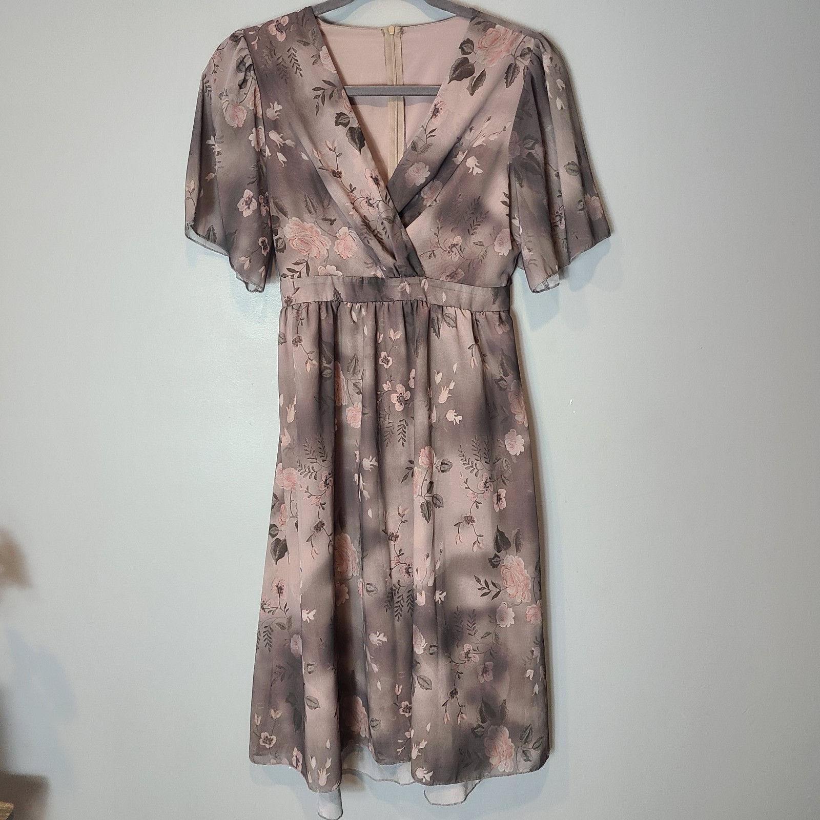 Garden Party Midi Dress size L 90s Romantic floral Y2K Fairy Grunge Dreamy Boho