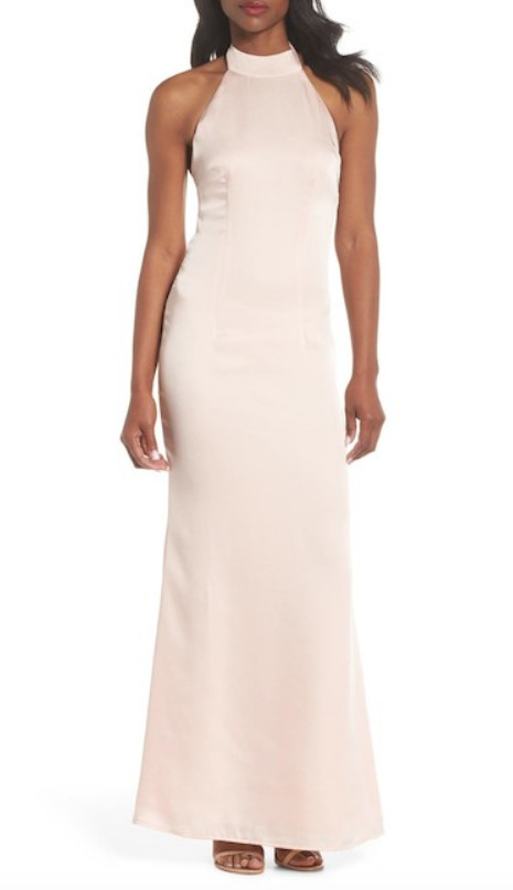 Jarlo Womens Pink Tenny Halter Column Gown Sz 2 US L34703