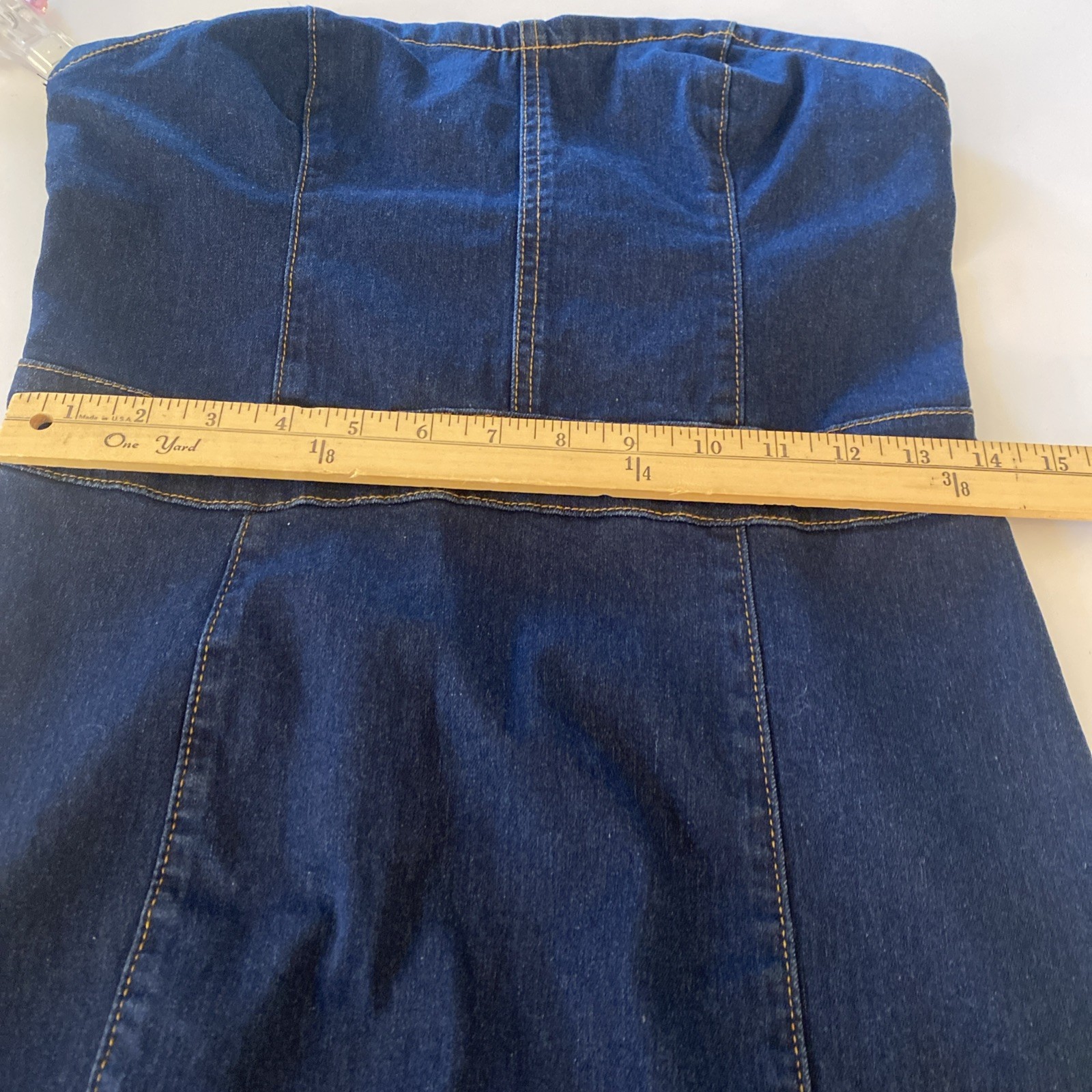 Denim Strapless Maxi Dress Western Nashville Texas L 8-10 SHEIN Fit&Flair