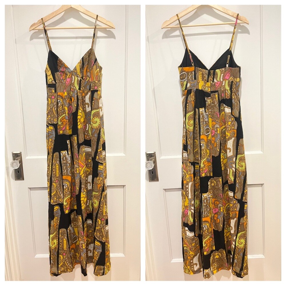 Trina Turk Maya Siren Silk Maxi Dress 0